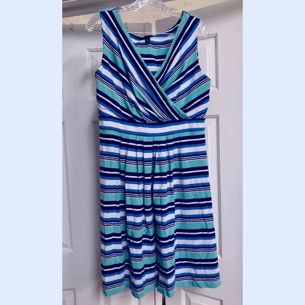 Land's End Fit and Flare striped dress Sz 18 EUC